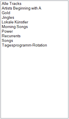 Trackgruppen-Liste