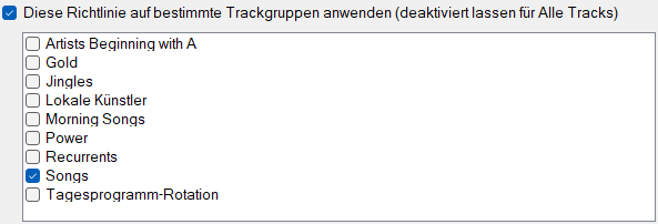 Bestimmte Trackgruppen