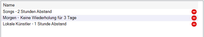 Liste der Playout Policies