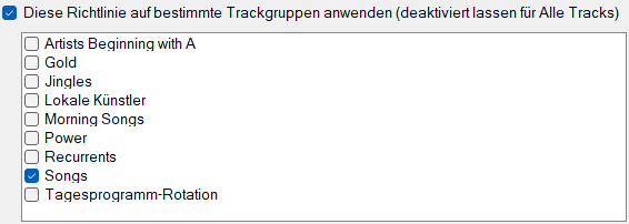Bestimmte Trackgruppen