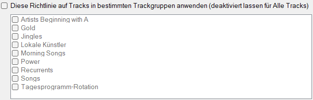 Bestimmte Trackgruppen