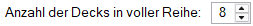 Anzahl der Decks in voller Reihe: