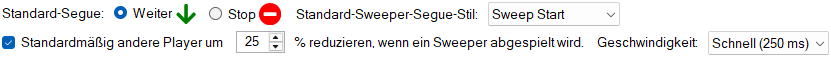 Sweeper-Segue und Duck-Einstellungen