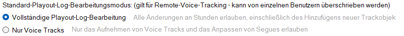 Standard-Playout-Log-Bearbeitungsmodus