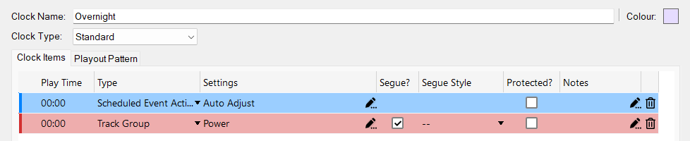 Edit Clock with Auto Adjust Scheduled Event Action