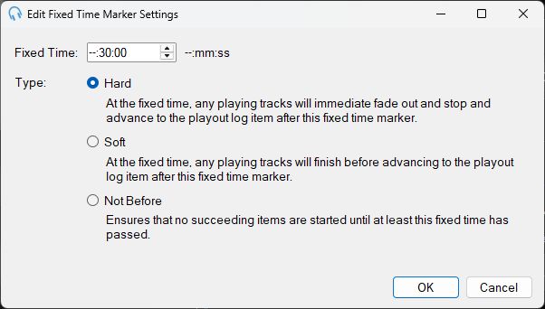 Edit Fixed Time Marker Settings window