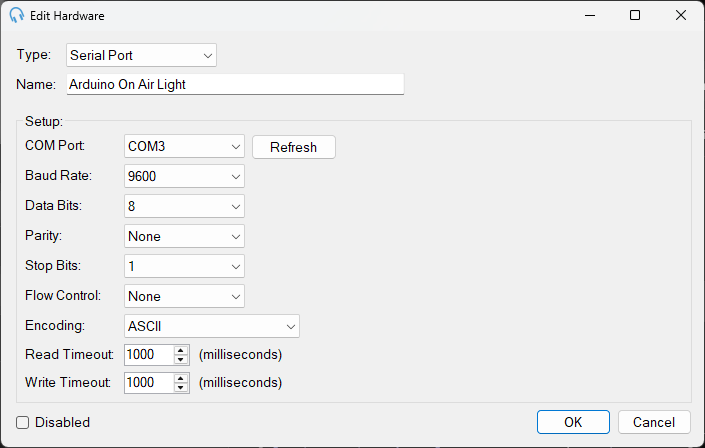 Edit Hardware dialog