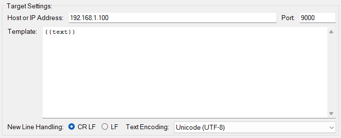 TCP/IP target settings