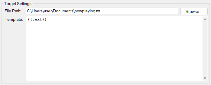 Text File target settings