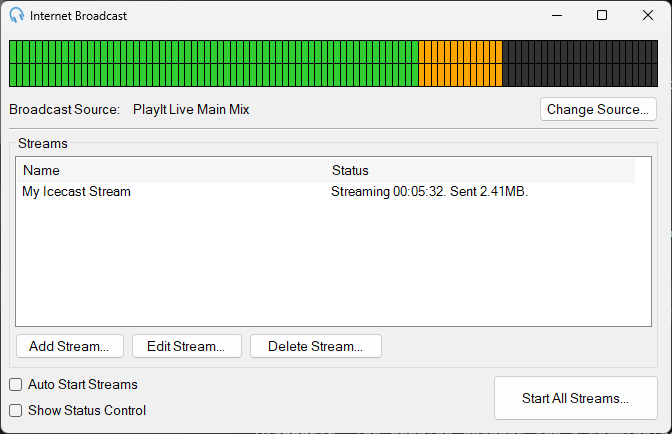 Internet Broadcast window