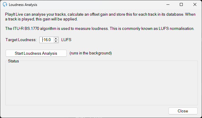 Loudness Analysis window