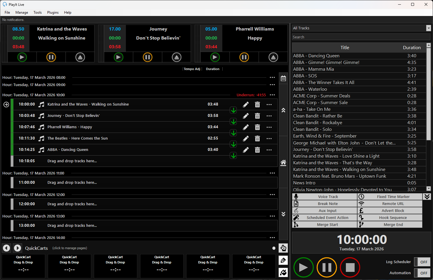 PlayIt Live main window in live-assist mode