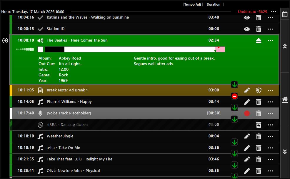 Playout log