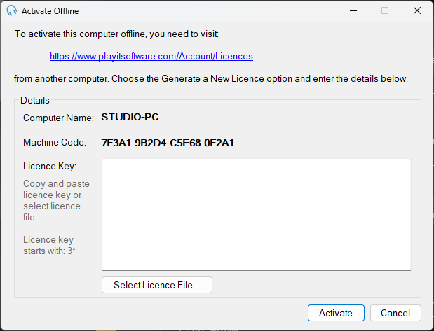 Activate Offline window