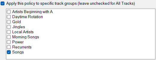 Specific Track Groups