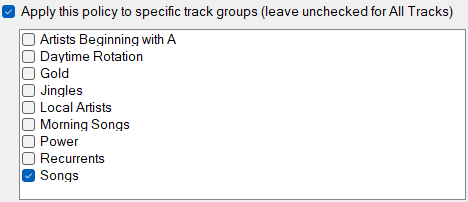 Specific Track Groups