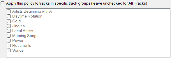 Specific Track Groups