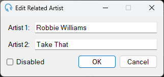 Edit Related Artist window