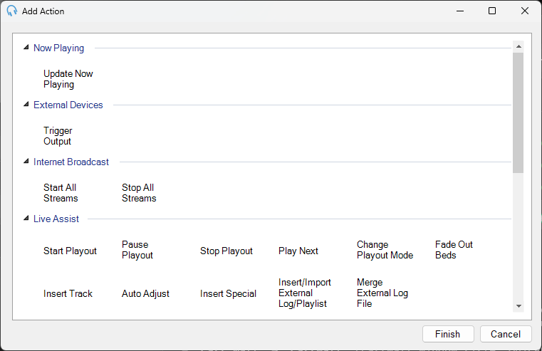 Select action type