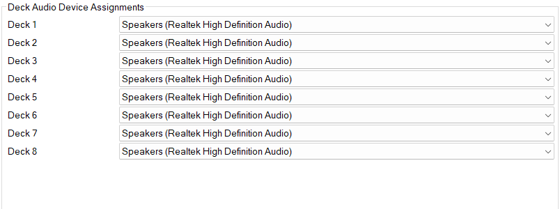 Deck Audio Device Assignments