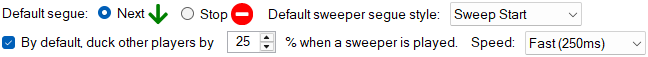 Sweeper Segue and Duck Settings