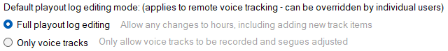 Default Playout Log Editing Mode