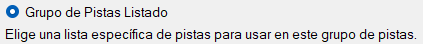 Grupo de Pistas Listado