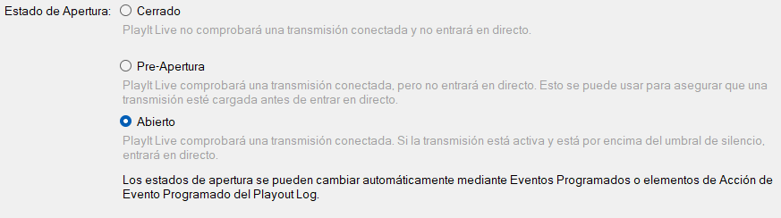 Estado de Apertura