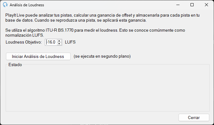 Ventana Análisis de Loudness
