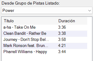 Grupo de pistas de origen