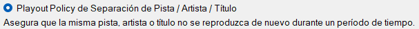 Playout Policy de Separación de Pista / Artista / Título