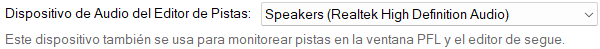 Dispositivo de Audio del Editor de Pistas