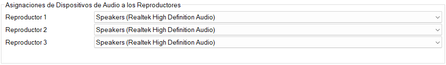Asignaciones de Dispositivos de Audio a los Reproductores