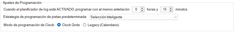 Configuración de Programación
