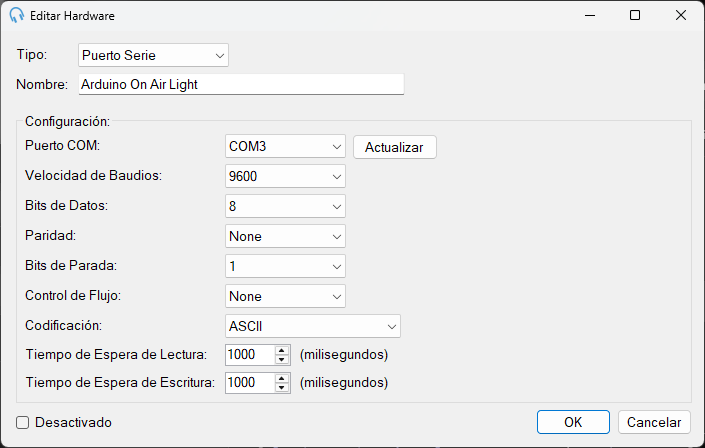 Cuadro de diálogo Editar Hardware
