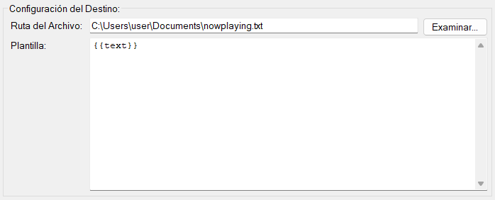 Configuración del destino Archivo de Texto