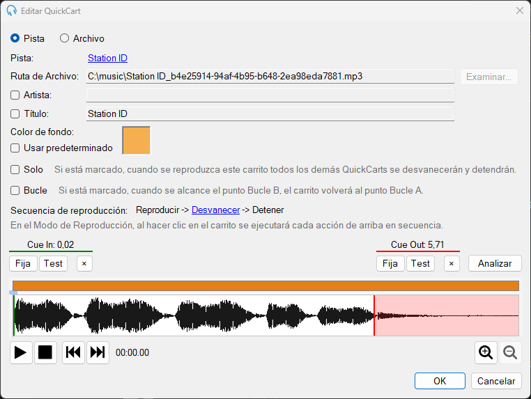 Ventana Editar QuickCart