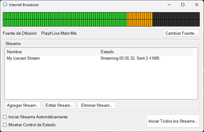 Ventana de Internet Broadcast