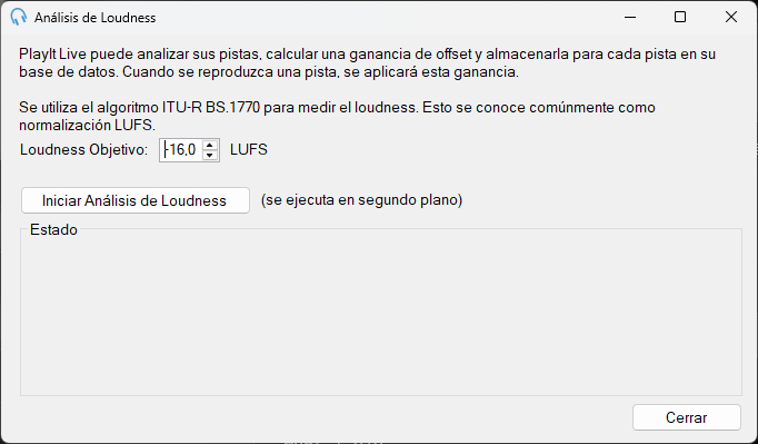 Ventana Análisis de Loudness