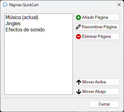Ventana Páginas QuickCart