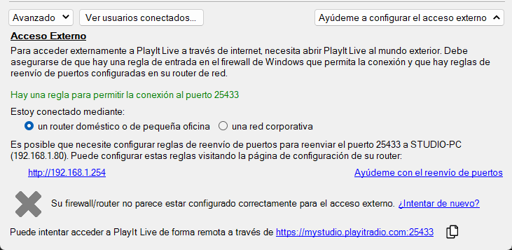 Sección "Ayúdeme a configurar el acceso externo" de la configuración del servidor de acceso remoto