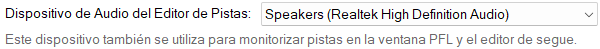 Dispositivo de Audio del Editor de Pistas