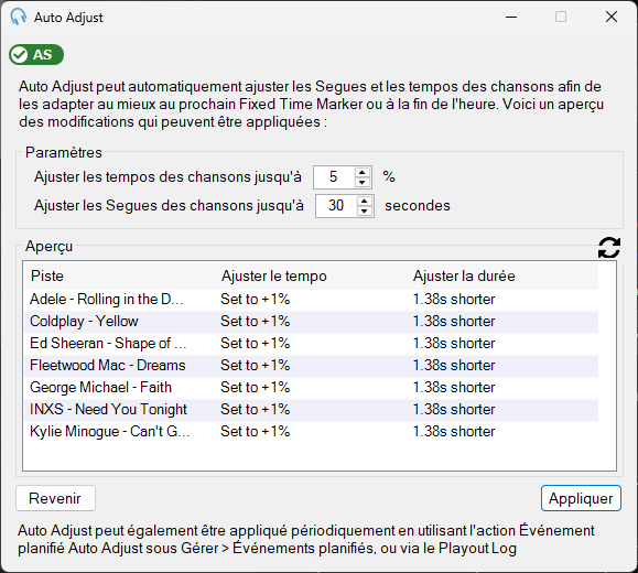 Fenêtre Auto Adjust