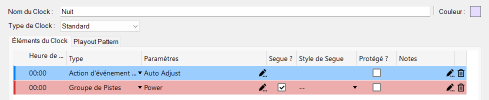 Modifier un Clock avec une Action d'Événement planifié Auto Adjust