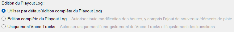 Édition du Playout Log