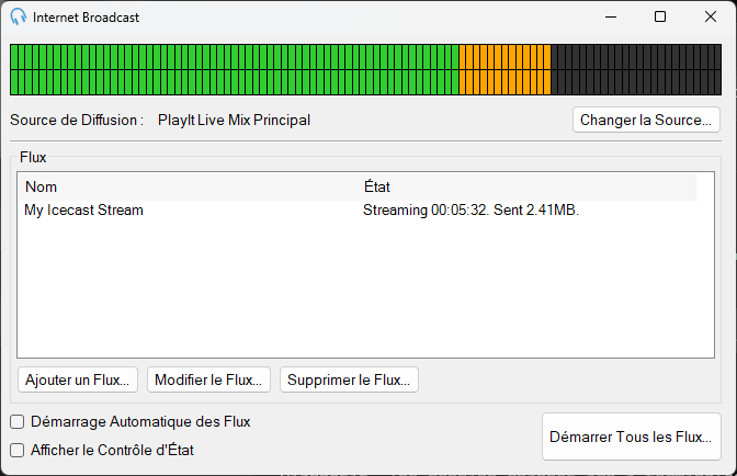 Fenêtre Internet Broadcast