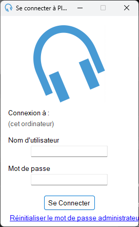 Fenêtre de connexion affichant les champs nom d'utilisateur et mot de passe avec un bouton de connexion