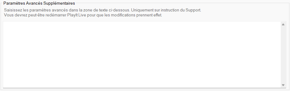 Paramètres Avancés Supplémentaires