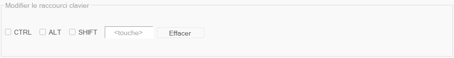 Modifier le raccourci clavier