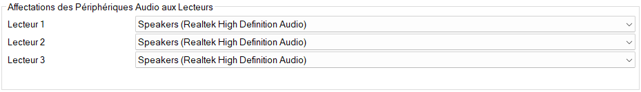 Affectations des Périphériques Audio aux Lecteurs